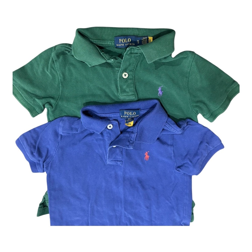 Polo Ralph Lauren Kids 4T Short Sleeve Polo Shirt Lot Green Blue 2 Pack